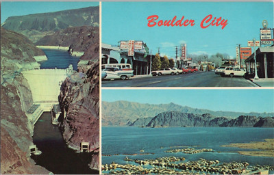 Postcard. Multiple Views of Boulder City. Nevada. USA.