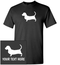 Basset Hound Silhouette T-Shirt, Men Women Kid Long Tank Personalized Custom Tee
