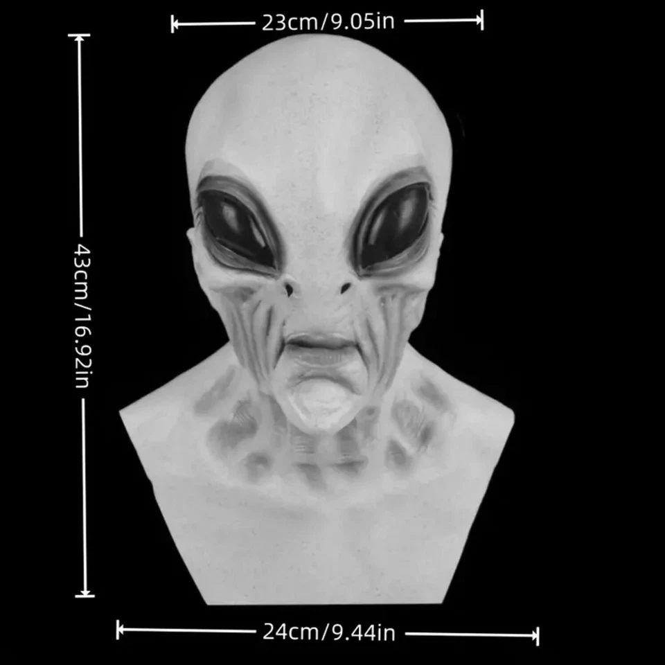gruselige Maske Alien Außerirdischer Halloween Horror Vollmaske Latex Erwachsene - Bild 3 von 3