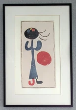 Joan MIRO (1893-1983) Untitled 9.5" x 14" Color Woodcut Sheet Framed Matted MFA