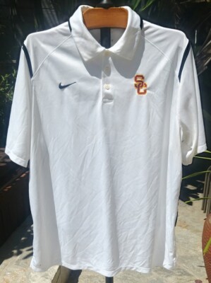 USC TROJANS Football   TEAM ISSUED #45 Men's NIKE Dri Fit White Polo Shirt XL