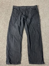Vintage Wrangler Black Dark Wash Jeans Size 42x30 90s Pants Mens Zipper