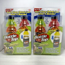 New BOTTLE TOPS Can Covers 12 Soda Beer Can Topper's 6 Assorted Colors Lot of 2