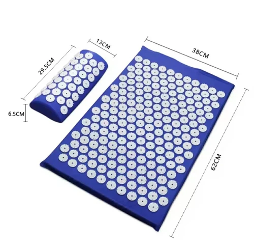 Acupressure Mat Pillow Set Blue  Massage Muscle Pain Relief Acupuncture