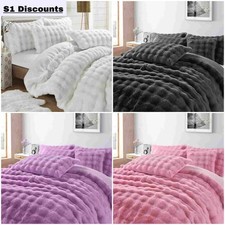 Set copripiumino termico caldo pile peluche morbido quadrati orsacchiotto biancheria da letto