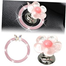 1PC Push Start Button Cover and 1PC Car Engine Stop Decoration Ring, Resin