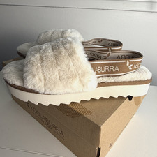 Koolaburra by UGG Fuzz'n II Womens 9 Natural Faux Fur Slingback Slippers NIB