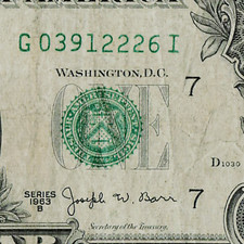1963 B Joseph Barr Note 1 Dollar Bill FR 1902 G03912226I