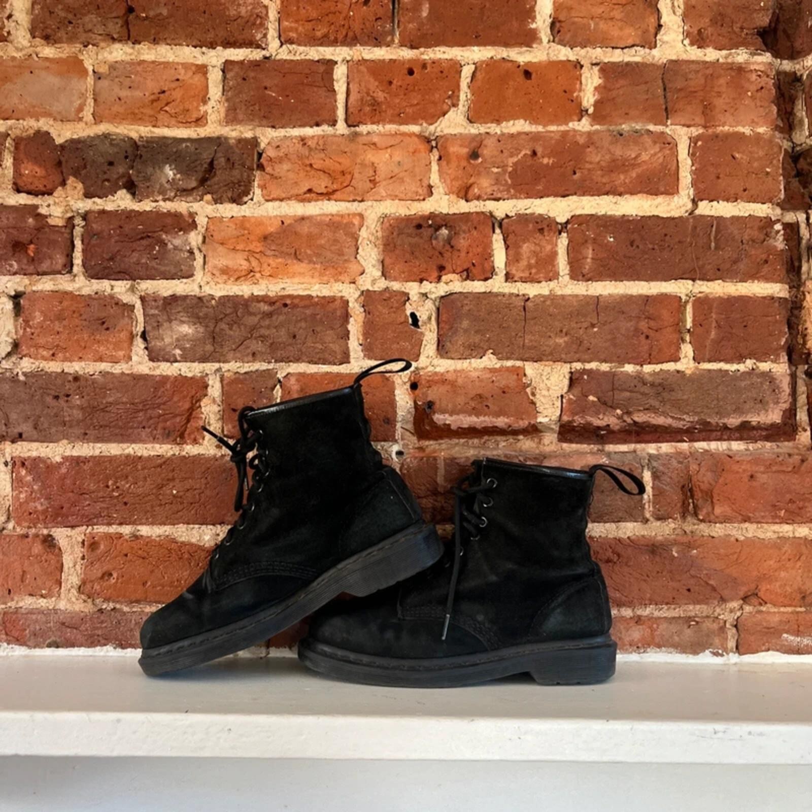 Vintage Dr Marten Suede Black Ankle Boots | UK Size 6