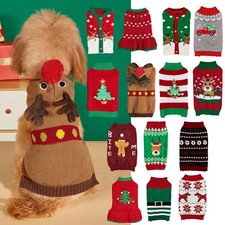 Christmas Pet Sweater for Dogs Cats Gingerbread Man Snowflake Knitted Xmas Jumpe
