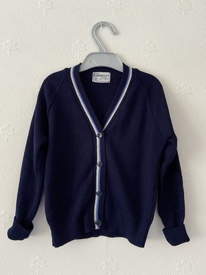 Marineblaue Vintage Royal Wordsley Schuluniform Strickjacke Alter 80er Alter 7-8