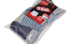 Hanes Boys' Navy Blue Striped Heather Gray 5-pk Tagless Brief Briefs Underwear X