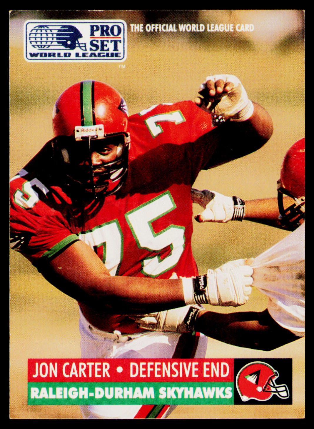 1991 Pro Set #25 Jon Carter World League Collectibles (WLAF Inserts)