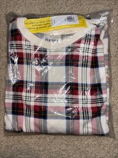 NEW NWT OLD NAVY Unisex White Red Plaid 2 Pc Snug Fit Lounge Pajamas Set sz 12