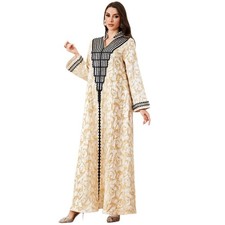 Embroidery Abaya Muslim Dress for Women Dubai Robe Islamic Kaftan Arab Long Gown