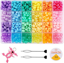24 Colors Pony Beads for Bracelet Making Kit, Rainbow Kandi Bead Kit for Jewelry