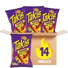Takis Fuego Rolled Spicy Tortilla Chips, Hot Chili Pepper Lime Flavored, Mult...