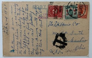 1931  Tianjin 天津 Tienchin, Tientsin Postcard Cover to Ohio USA with Postage Due