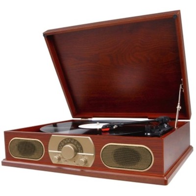 Vintage Wooden Turntable Radio Cassette Player#