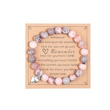 Inspirational Gifts for Women, Heart Charm Pink Elastic Always Remember Pink