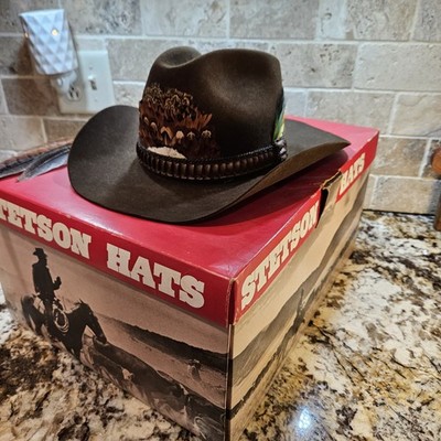 Western John B Stetson 4X Brown Beaver Cowboy Hat W/Box Size 7