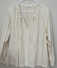 6397 Women’s Peasant Blouse, Cotton/linen, Cream, S