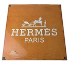 Vintage Hermes Sign - Luxury Fashion Porcelain Store Display Gas Pump Sign