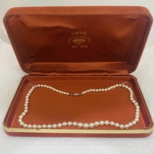 VTG Akoya PEARL NECKLACE Diamond 14k WG Clasp Ivory Hi Luster Restrung AAA+ 17”