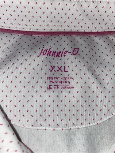 Johnnie O Polo Shirt Mens XXL Pink & White Outdoor Golf Golfing - Picture 5 of 6