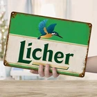 Vintage Licher Beer Rustic Green White Tin Metal Signs Home Décor 8x12