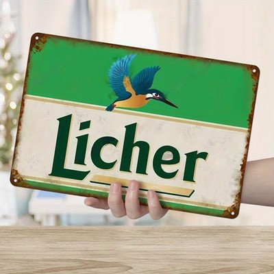 Vintage Licher Beer Rustic Green White Tin Metal Signs Home Décor 8x12 