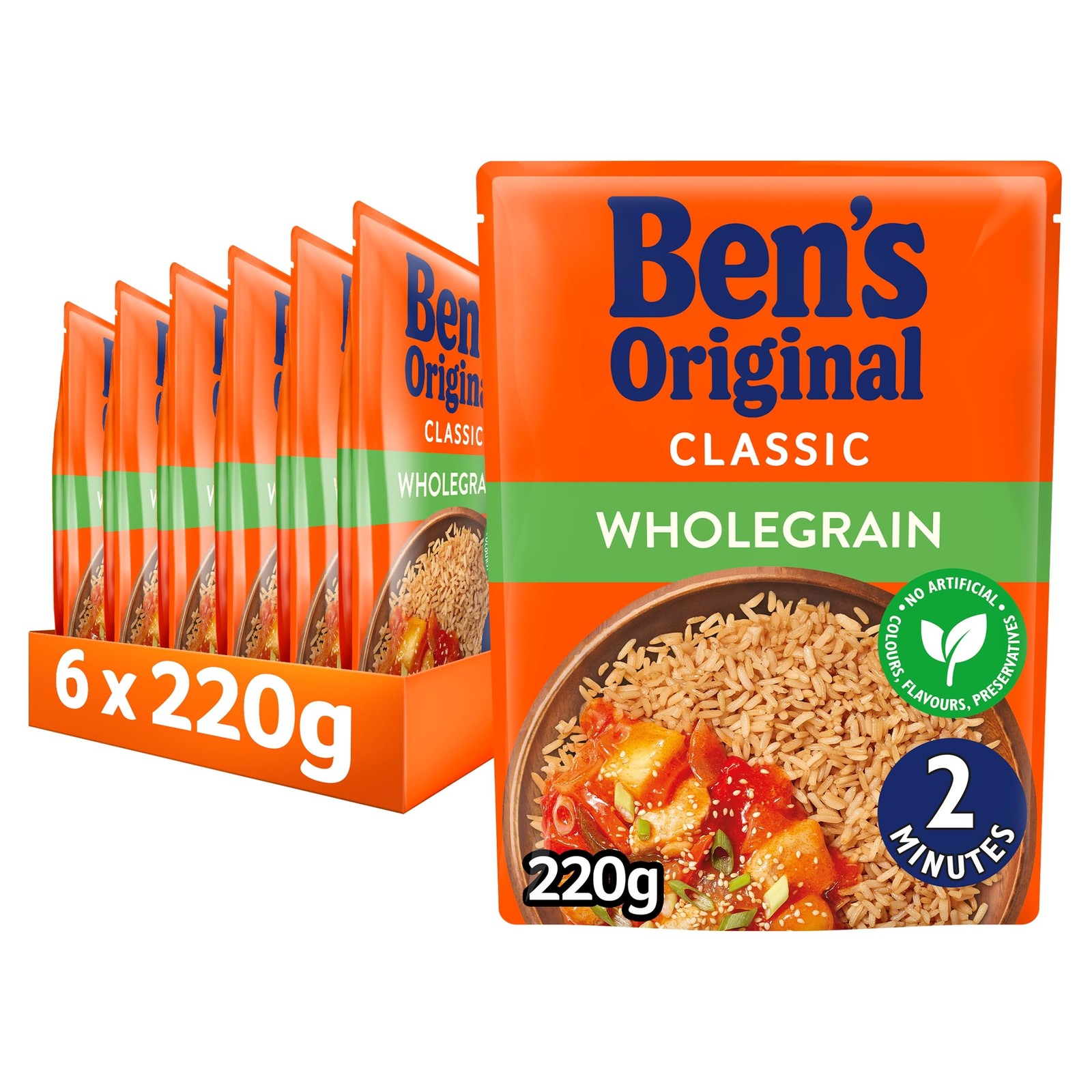 Ben's Original Wholegrain Microwave Rice, Bulk Multipack 6 x 220g (Pack of 6)