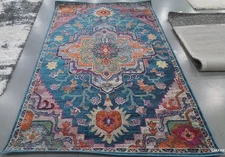 TEAL / ROSE 5'-0" x 8'-0" Back Stain Rug, Reduced Price 1172786289 CRS501T-5