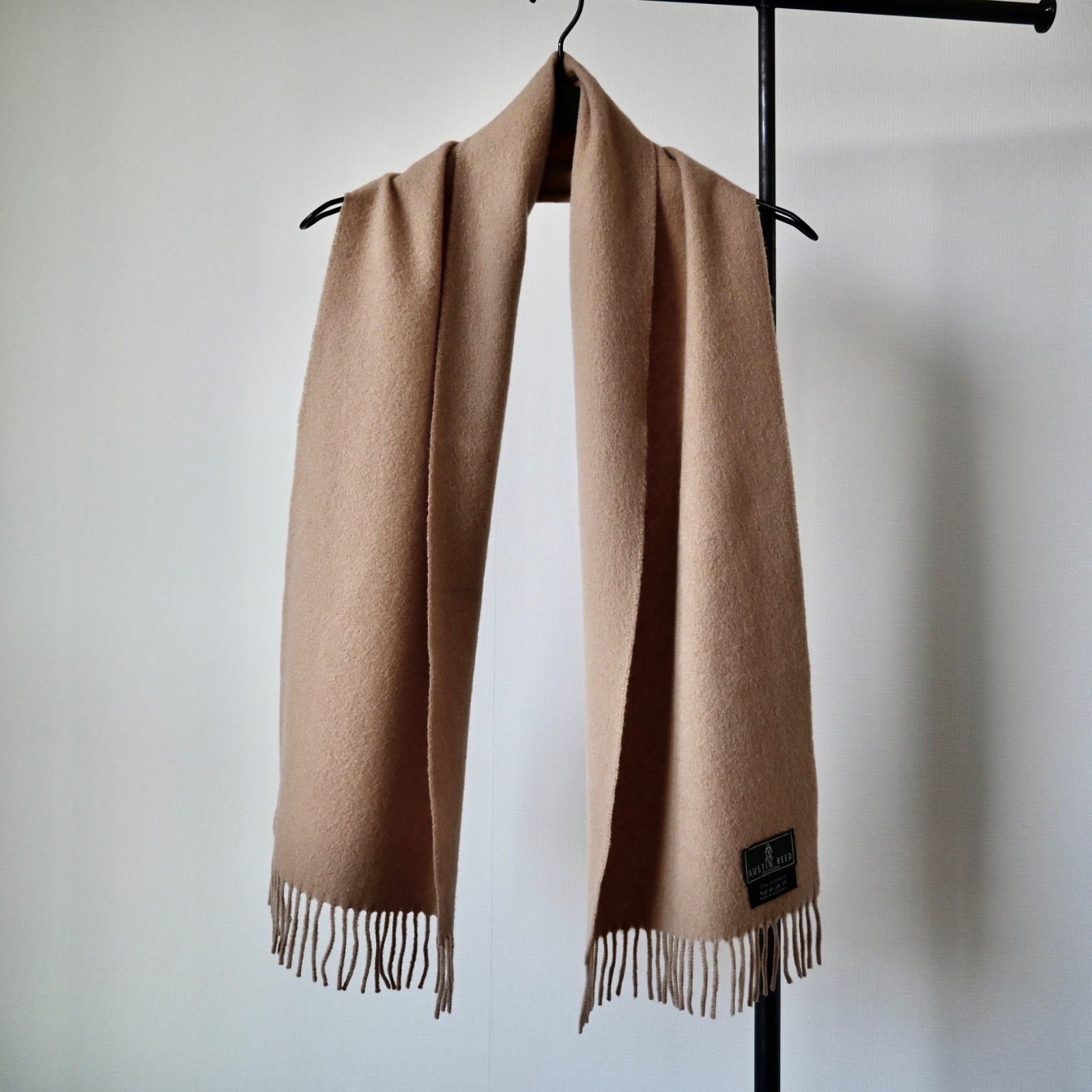 Vintage 1990s AUSTIN REED 100% cashmere scarf, late beige, made in Scotland