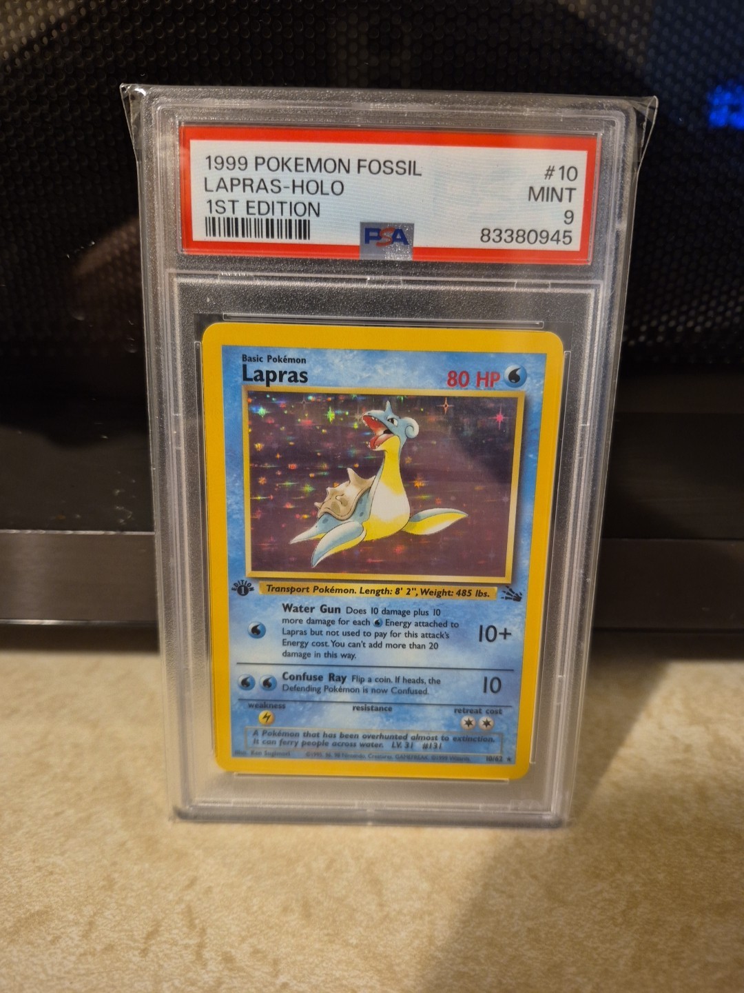 1999 Pokemon Fossil Lapras 1st Edition Holo PSA 9 MINT! 10/62