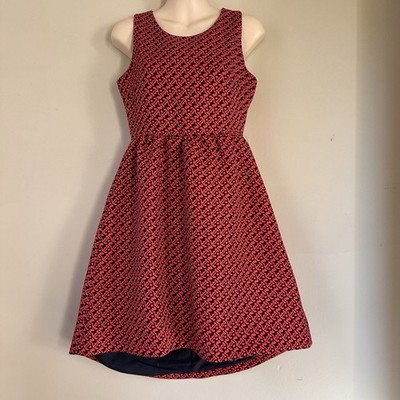 Anthropologie Lili Wang S4 Glee Quinn Fabray dress Size 2 Jacquard Red EUC!