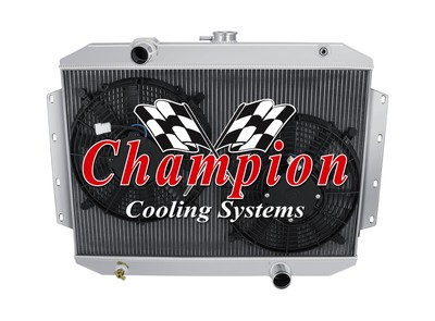 RR Champion 3 Row Radiator,2 13'' Fans for 1963 1964 International C1200 L6 Eng