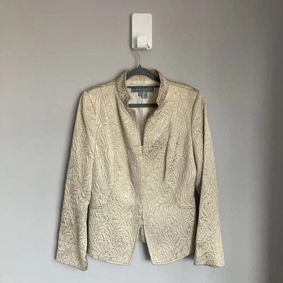 Zara Womens Tailored Jacket Medium Gold Tapestry Quilted Occasion Evening - Image 1 of 4
