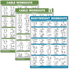 3 Pack - Cable Machine Workout Posters Volume 1 18" x 24", LAMINATED