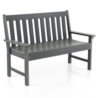 Garden Bench All-Weather HDPE 2-Person Outdoor Bench for Front Porch Backyard
