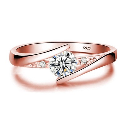 Cute Female Small Zircon Stone Engagement Ring Vintage Yellow Gold Color Women