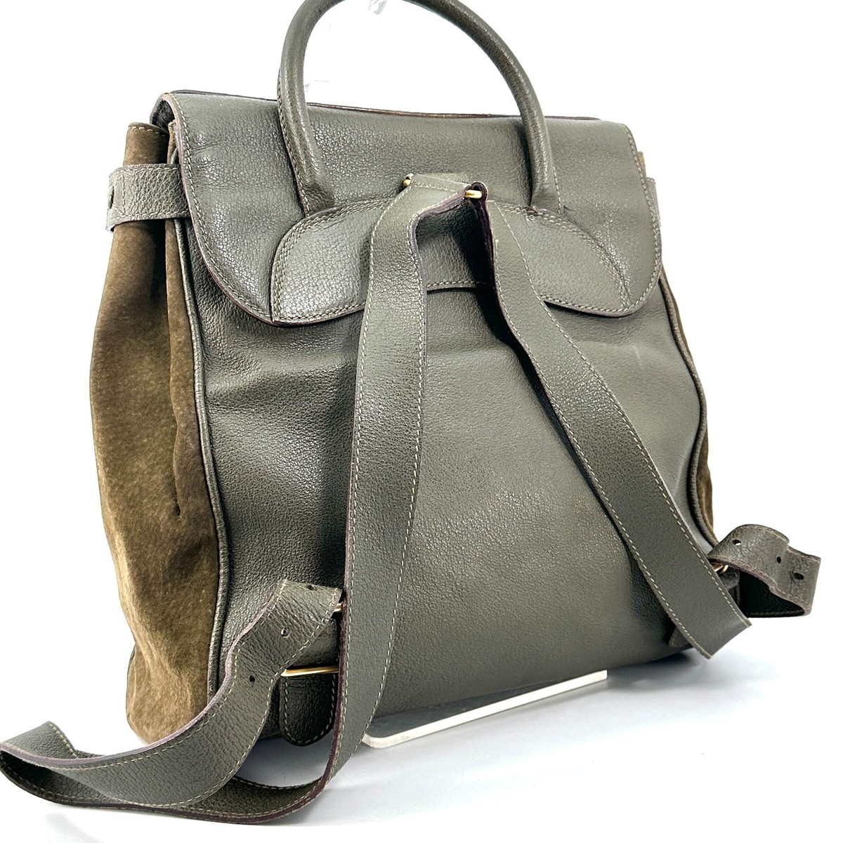 Gucci Authentic Rare Suede With Leather Saddle Backpack Gucci Leather-Trimmed Suede Saddle Backpack - Brown  main image 2