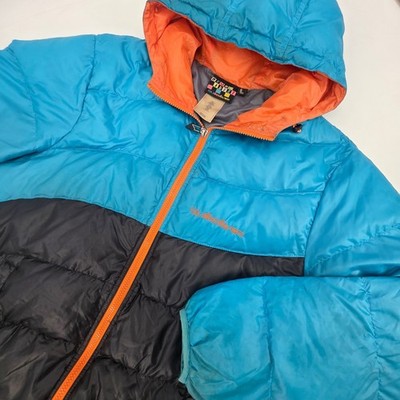 RARE QUICKSILVER NEON ADIKT PUFFER JACKET MENS LARGE BLACK TEAL VINTAGE ×READ×