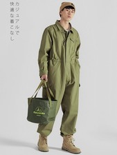 Men's Retro Japanese Amekaji Military Style Flight Cargo Crew Workwear Coveralls