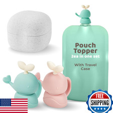 FIRGI Whale SoftSip Food Pouch Topper 2EA  Travel Case - Prevent Spills  Leaks