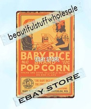 pop corn baby rice brand snack bar Americana concession tin sign