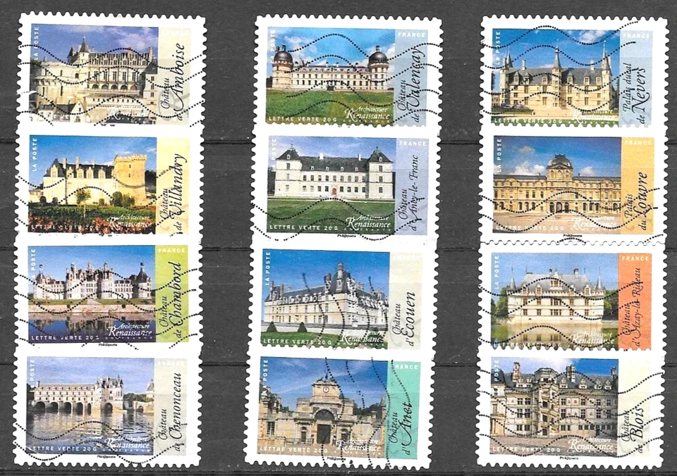 FRANCE 2015.ARCHITECTURE DE LA RENAISSANCE SERIE COMPLETE DE 12 TIMBRE OBLITERES - Photo 1/1