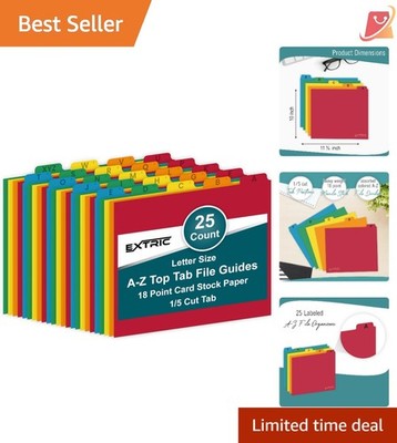 Alphabetical File Organizer Dividers 25 Multi-Color Manila A-Z for Office Filing
