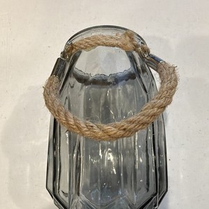 DPS Diamond 8 Smoke Faceted Glass Jar w/ Rope Handle Hanging, MPN 2