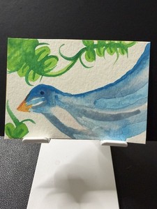 ACEO, Birds, 4 pc set, Art Card, watercolor painting, ooak, original, 